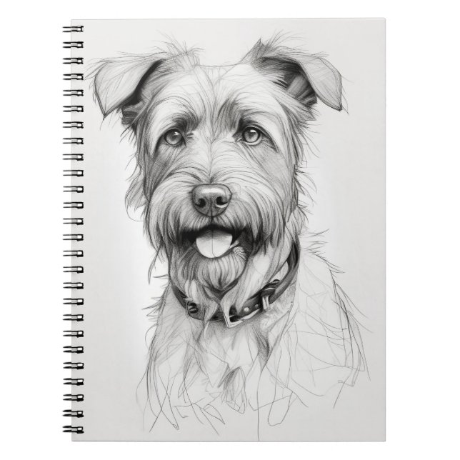 Schnauzer Portrait Pencil Sketch Notizblock (Vorderseite)