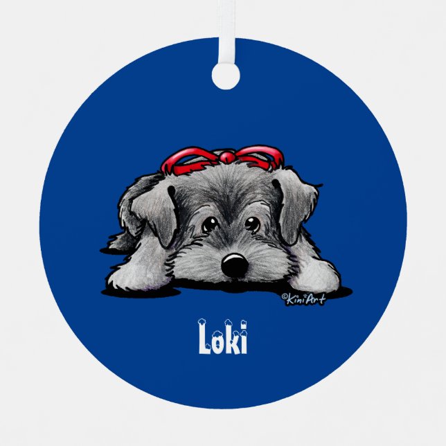 Schnauzer Puppy Christmas Ornament Aus Metall (Vorderseite)