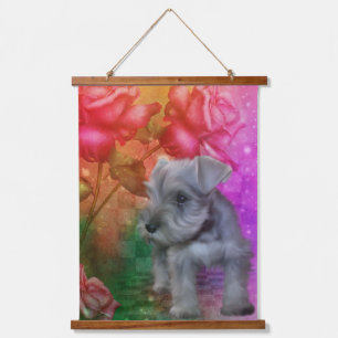 Schnauzer Puppy Dog Tierart Wandteppich Mit Holzrahmen