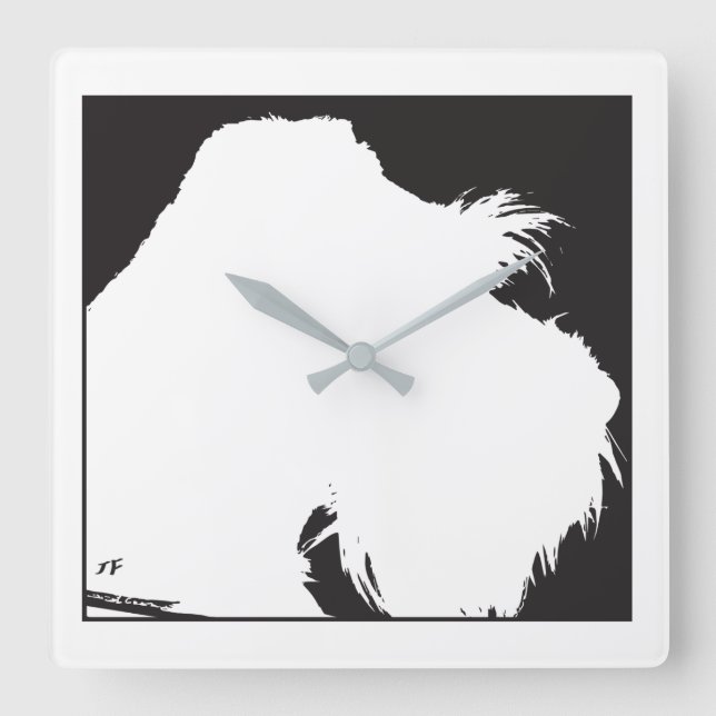 Schnauzer Quadratische Wanduhr (Vorderseite)