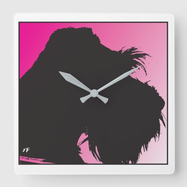 Schnauzer Quadratische Wanduhr (Vorderseite)
