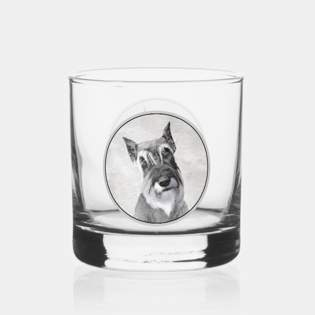 Schnauzer (Riese) - Niedliche Original Hunde Kunst Whiskyglas (Vorderseite)