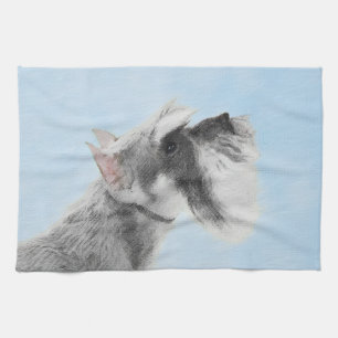 Schnauzer (Riese, Standard) 2 malend - Hundekunst Geschirrtuch