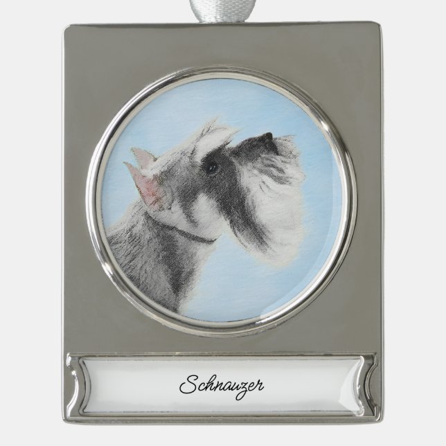 Schnauzer (Riese, Standard) Malerei - Hunde Art Si Banner-Ornament Silber (Vorderseite)