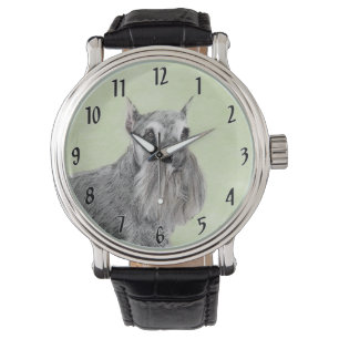 Schnauzer (Riese, Standard) Malerei - Hundekunst Armbanduhr