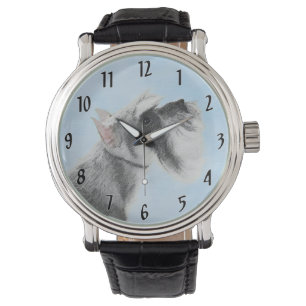 Schnauzer (Riese, Standard) Malerei - Hundekunst Armbanduhr