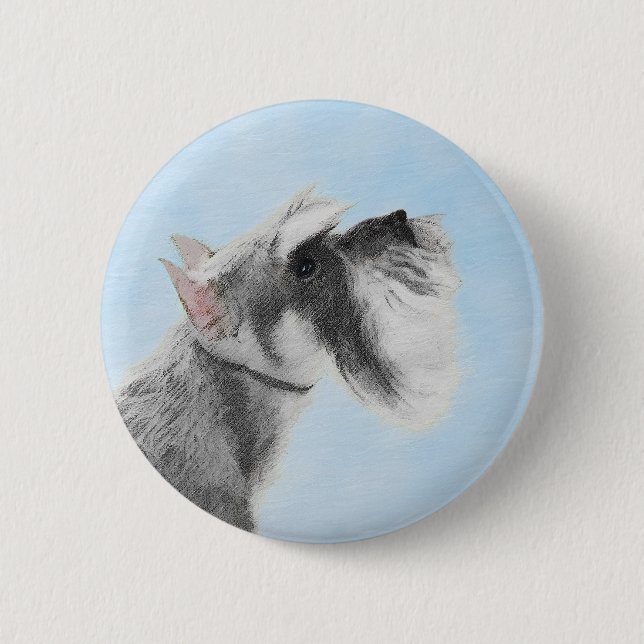 Schnauzer (Riese, Standard) Malerei - Hundekunst Button (Vorderseite)