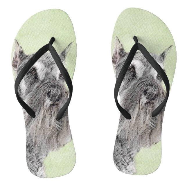 Schnauzer (Riese, Standard) Malerei - Hundekunst Flip Flops (Fußbett)
