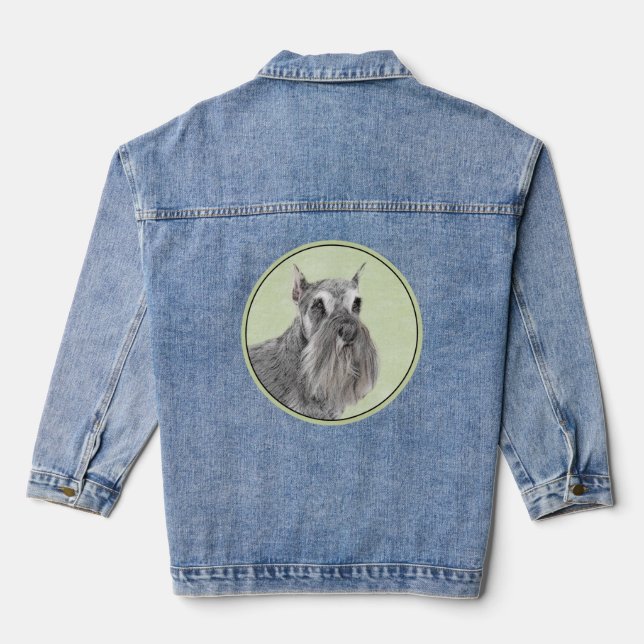 Schnauzer (Riese, Standard) Malerei - Hundekunst Jeansjacke (Rückseite)