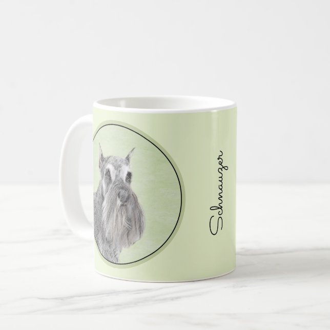 Schnauzer (Riese, Standard) Malerei - Hundekunst Kaffeetasse (Vorderseite Links)