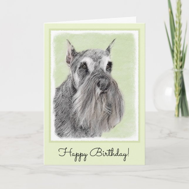 Schnauzer (Riese, Standard) Malerei - Hundekunst Karte (Vorderseite)