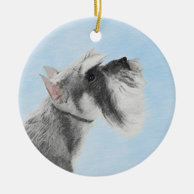 Schnauzer (Riese, Standard) Malerei - Hundekunst Keramik Ornament (Vorne)