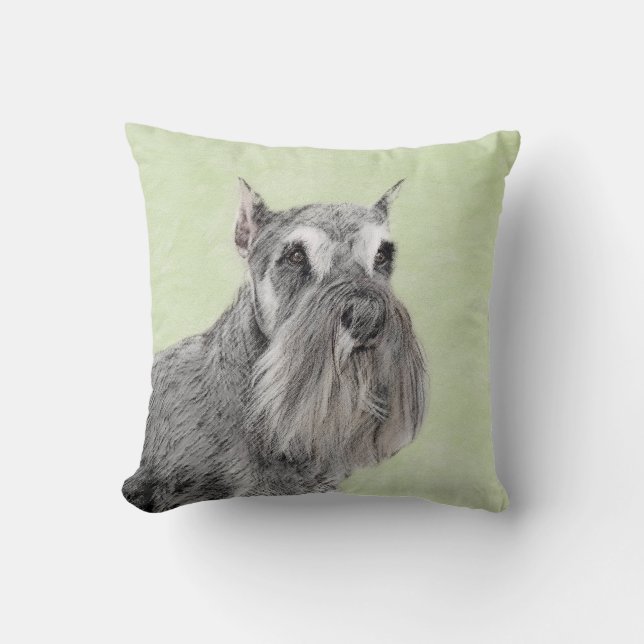 Schnauzer (Riese, Standard) Malerei - Hundekunst Kissen (Vorderseite)