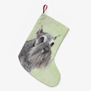 Schnauzer (Riese, Standard) Malerei - Hundekunst Kleiner Weihnachtsstrumpf