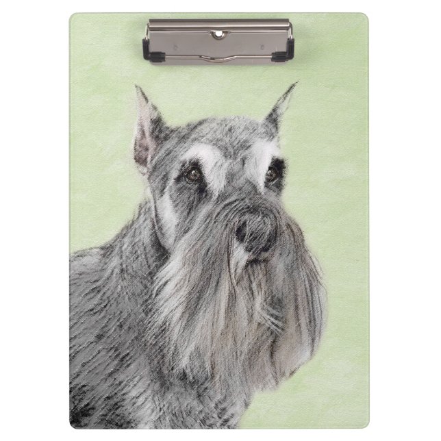 Schnauzer (Riese, Standard) Malerei - Hundekunst Klemmbrett (Vorderseite)