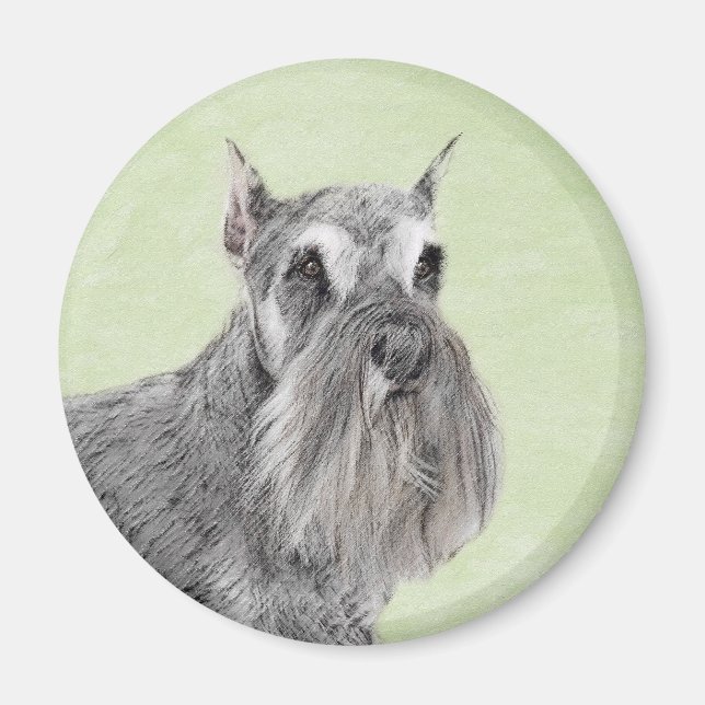 Schnauzer (Riese, Standard) Malerei - Hundekunst Magnet (Vorne)
