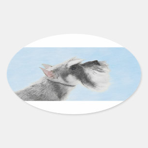 Schnauzer (Riese, Standard) Malerei - Hundekunst Ovaler Aufkleber
