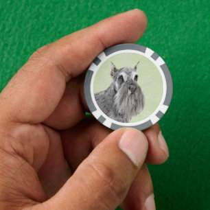 Schnauzer (Riese, Standard) Malerei - Hundekunst Pokerchips