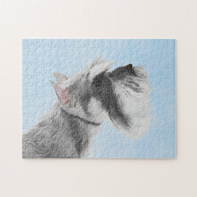 Schnauzer (Riese, Standard) Malerei - Hundekunst Puzzle (Horizontal)