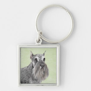 Schnauzer (Riese, Standard) Malerei - Hundekunst Schlüsselanhänger