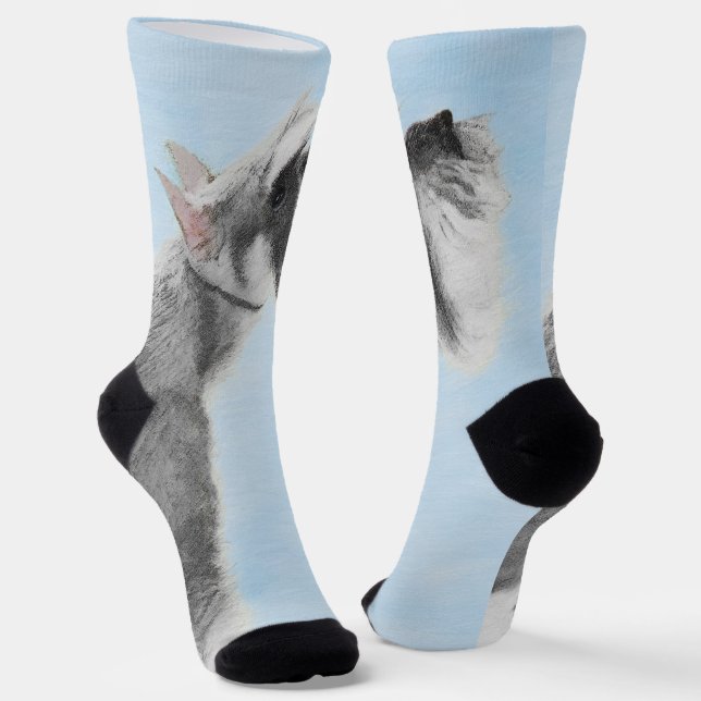 Schnauzer (Riese, Standard) Malerei - Hundekunst Socken (Gewinkelt)