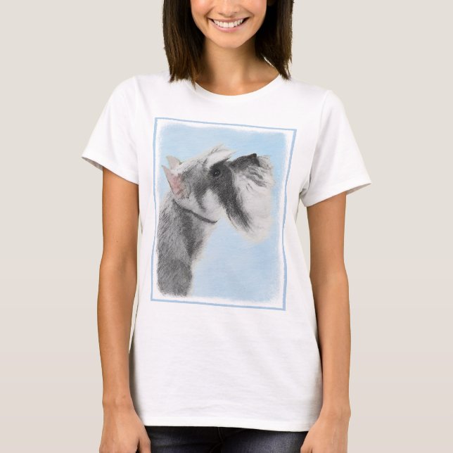 Schnauzer (Riese, Standard) Malerei - Hundekunst T-Shirt (Vorderseite)