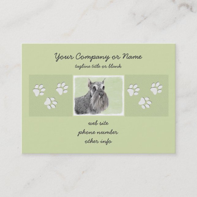 Schnauzer (Riese, Standard) Malerei - Hundekunst Visitenkarte (Vorderseite)