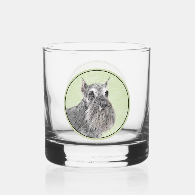 Schnauzer (Riese, Standard) Malerei - Hundekunst Whiskyglas (Vorderseite)