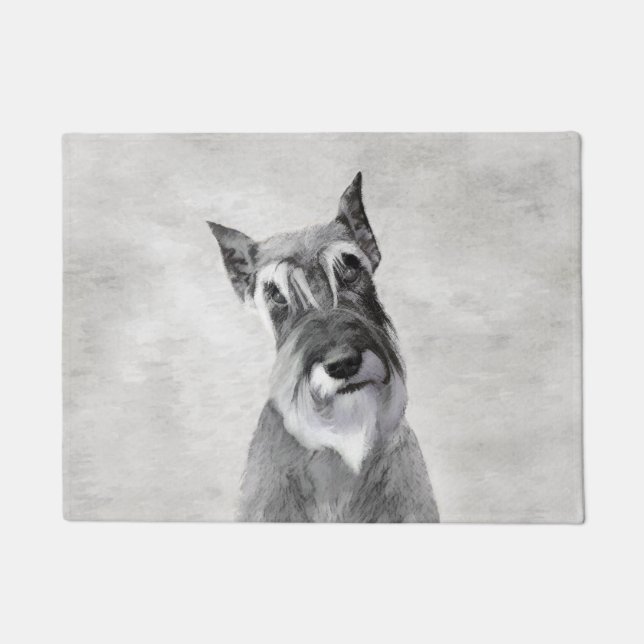 Schnauzer (Riesen) Malerei - Hundekunst Fußmatte (Vorderseite)
