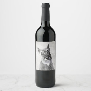 Schnauzer (Riesen) Malerei - Hundekunst Weinetikett