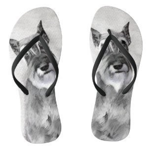 Schnauzer (Riesenmalerei) - Hundekunst Flip Flops