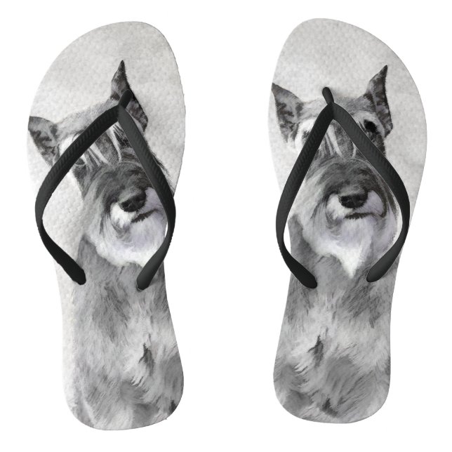 Schnauzer (Riesenmalerei) - Hundekunst Flip Flops (Fußbett)
