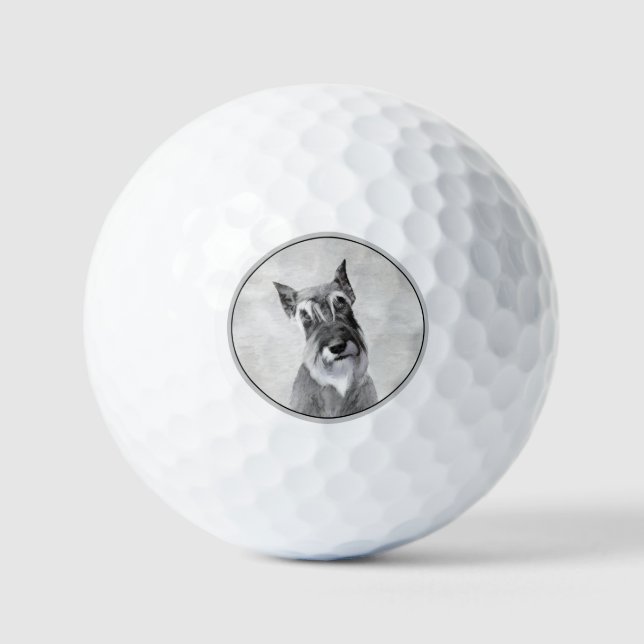 Schnauzer (Riesenmalerei) - Hundekunst Golfball (Vorderseite)