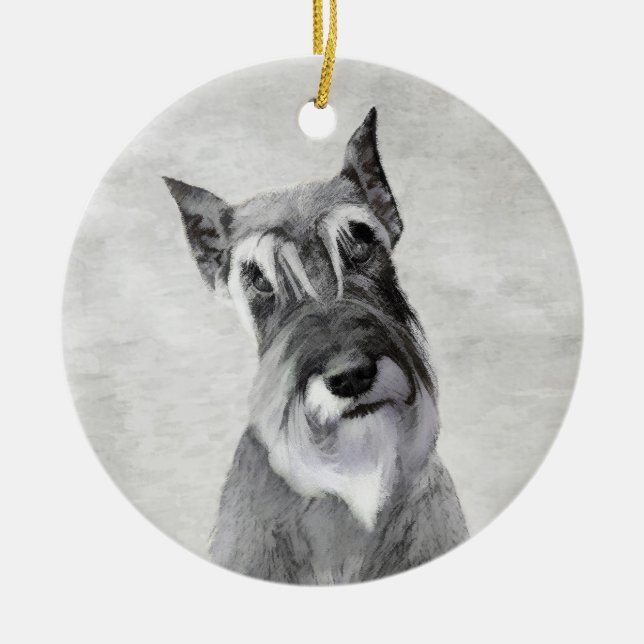 Schnauzer (Riesenmalerei) - Hundekunst Keramik Ornament (Vorne)