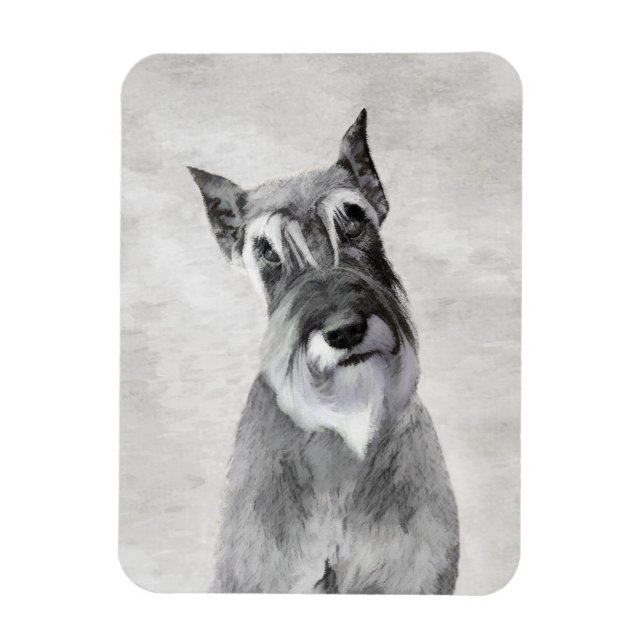 Schnauzer (Riesenmalerei) - Hundekunst Magnet (Vertikal)