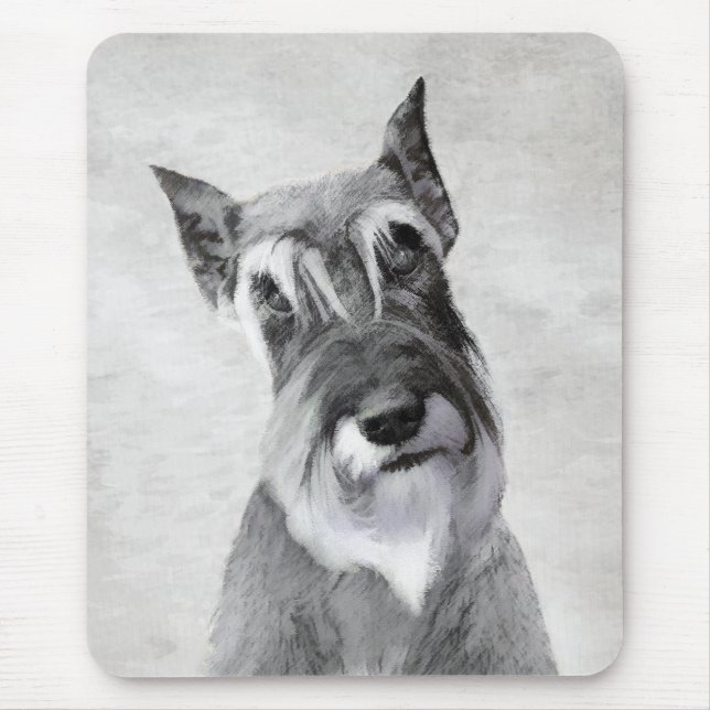 Schnauzer (Riesenmalerei) - Hundekunst Mousepad (Vorne)