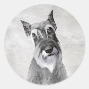 Schnauzer (Riesenmalerei) - Hundekunst Runder Aufkleber