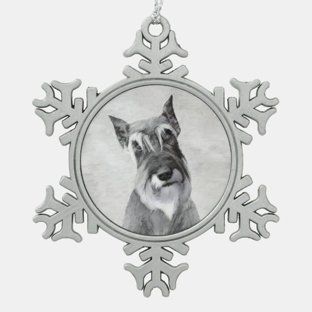 Schnauzer (Riesenmalerei) - Hundekunst Schneeflocken Zinn-Ornament (Vorderseite)