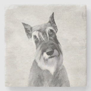 Schnauzer (Riesenmalerei) - Hundekunst Steinuntersetzer