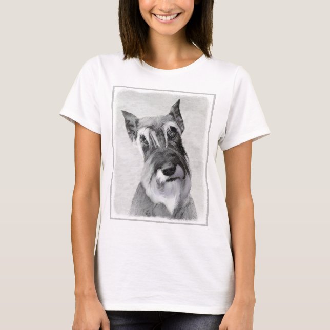 Schnauzer (Riesenmalerei) - Hundekunst T-Shirt (Vorderseite)