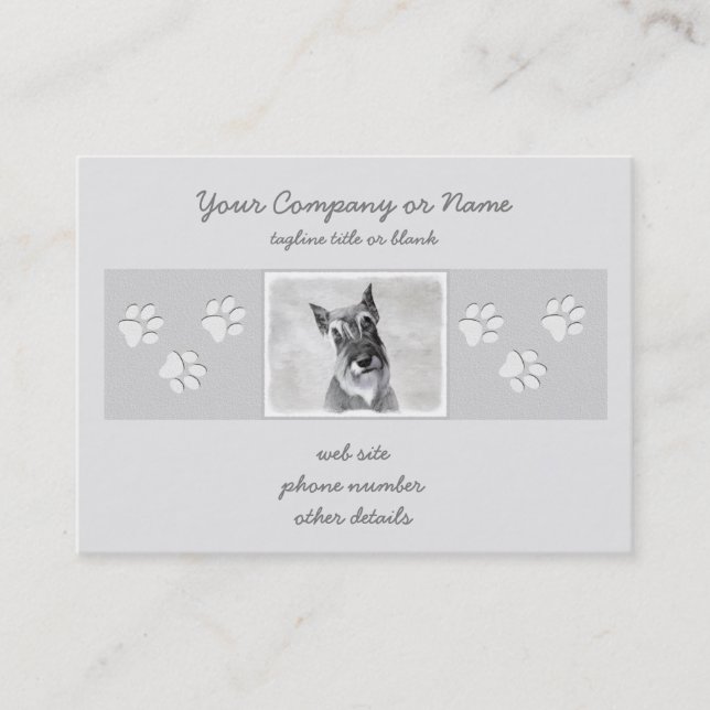 Schnauzer (Riesenmalerei) - Hundekunst Visitenkarte (Vorderseite)