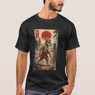 Schnauzer Samurai Krieger Vintage Ukiyo-e Hunde Li T-Shirt