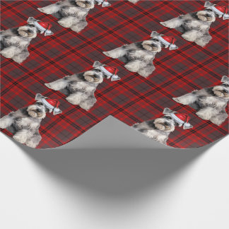 Schnauzer Santa Dog Holiday Plaid Christmas Geschenkpapier