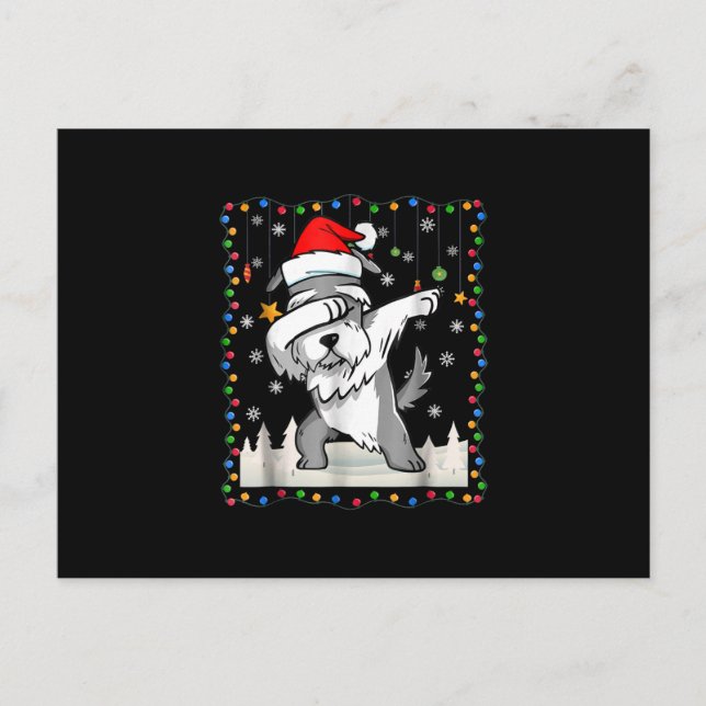 Schnauzer Santa leichte Weihnachten probieren Postkarte (Vorderseite)