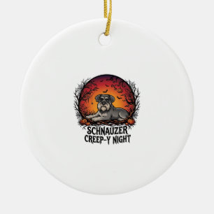 Schnauzer Schleich Nacht Halloween Kürbisse Fleder Keramik Ornament