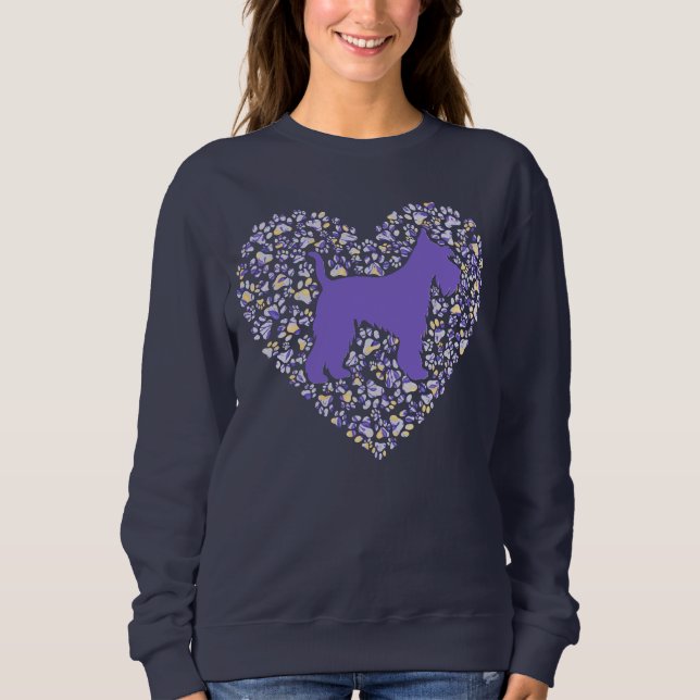 Schnauzer Silhouette Heart Paws Adorable Sweatshirt (Vorderseite)