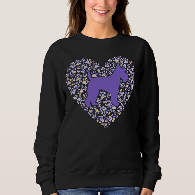 Schnauzer Silhouette Heart Paws Adorable Sweatshirt (Vorderseite)