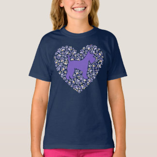 Schnauzer Silhouette Heart Paws Adorable T-Shirt