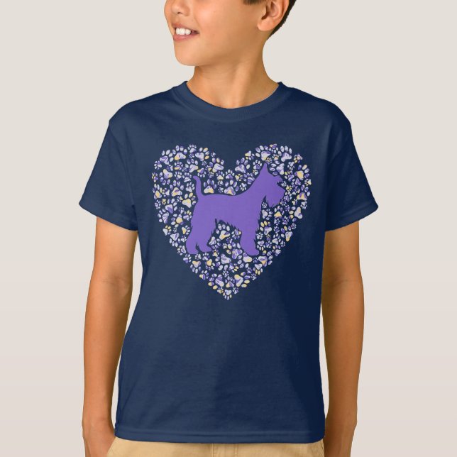 Schnauzer Silhouette Heart Paws Adorable T-Shirt (Vorderseite)