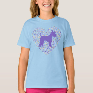 Schnauzer Silhouette Heart Paws Adorable T-Shirt